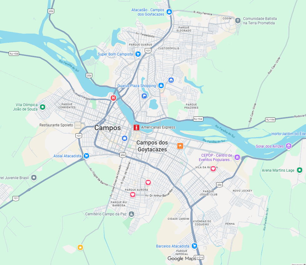 Mapa de Campos dos Goytacazes